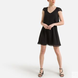 Платье С короткими рукавами и V-образным вырезом 44 черный