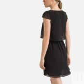 Платье С короткими рукавами и V-образным вырезом 44 черный