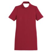 Прямое Платье с высоким воротником и глубоким вырезом на спине 44 красный