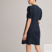 Платье Короткое с v-образным вырезом и короткими рукавами 44 синий
