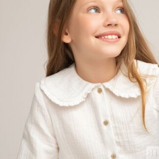 Блузка Для девочек с отложным воротником хлопчатобумажная 3-12 лет 12 лет -