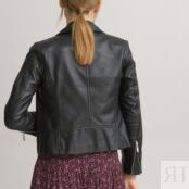 Кожаная Куртка женская в байкерском стиле 34 (FR) - 40 (RUS) черный