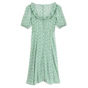 Платье На пуговицах с рюшами на воротнике и цветочным принтом 42 зеленый