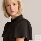 Платье Короткое воротник-стойка с воланом короткие рукава 50 черный