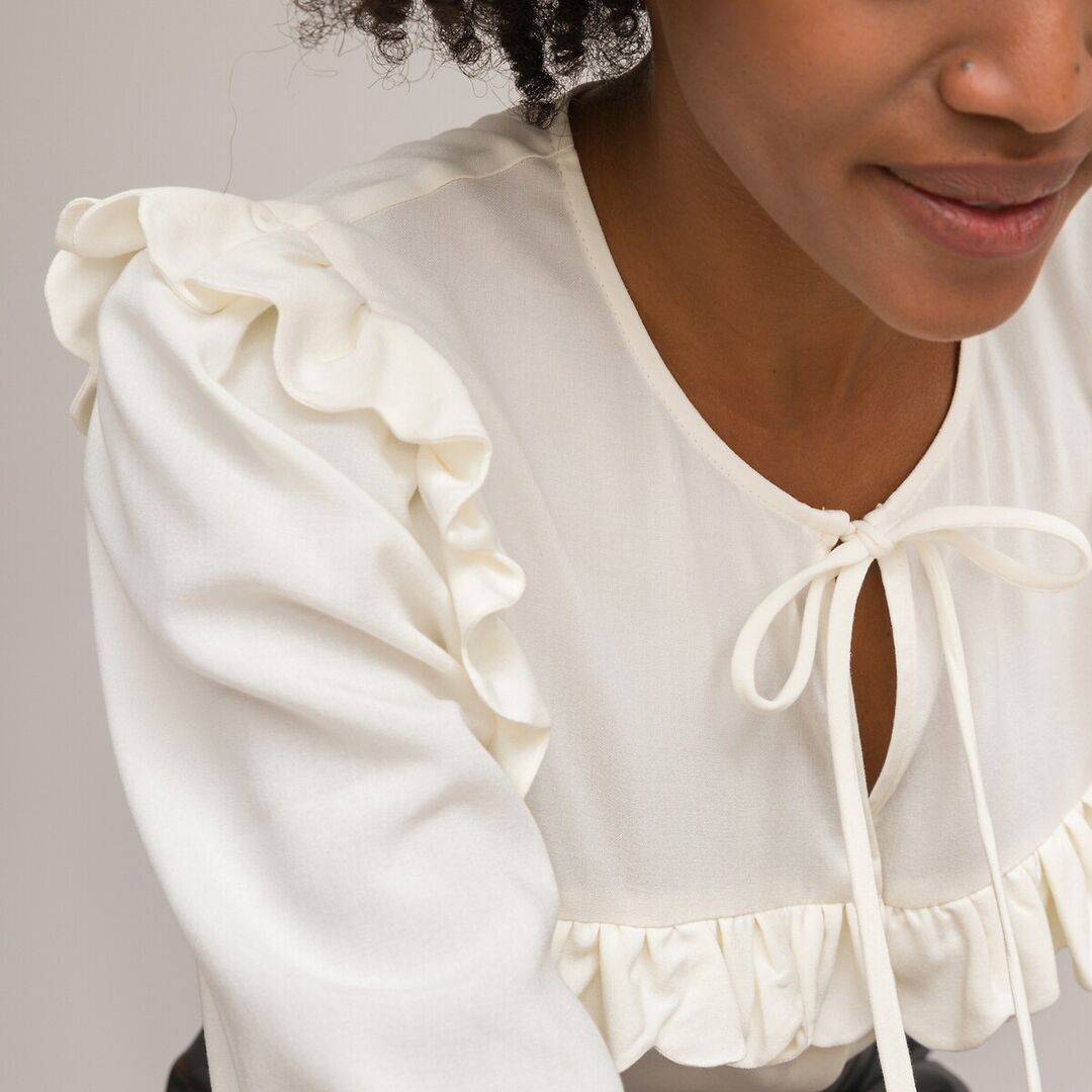 Блузка С круглым вырезом и длинными рукавами 34 (FR) - 40 (RUS) белый