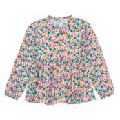 Блузка Струящаяся с длинными рукавами и цветочным принтом 10 лет - 138 см б